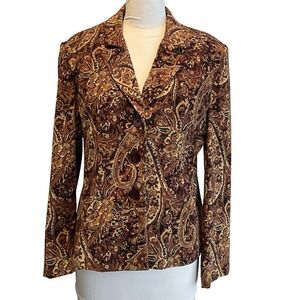 Vintage Paisley Blazer Women's Size 10 3 button shoulder pads